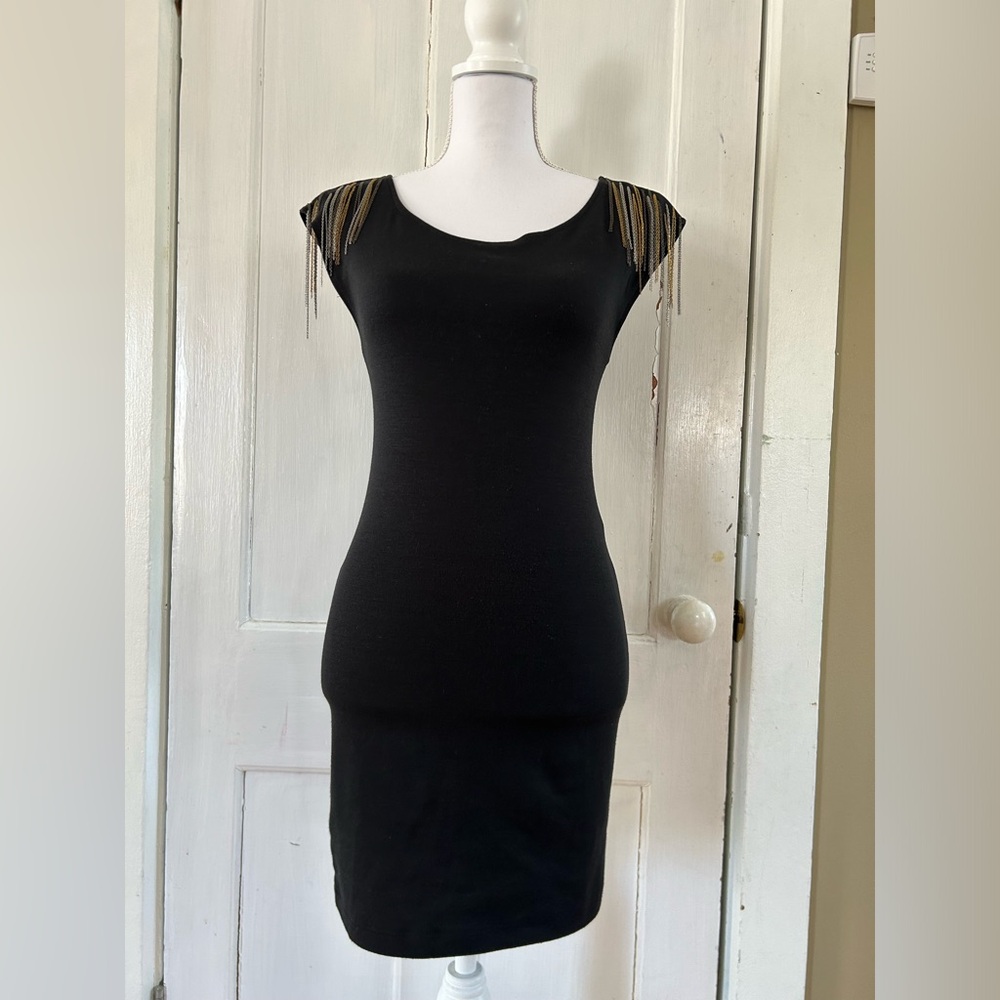 Better B Chain Shoulder Black Mini Dress size Small